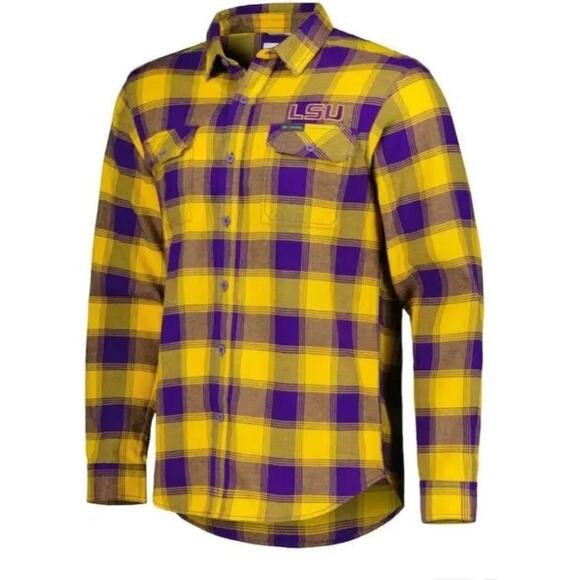 Columbia Other - Columbia Purple LSU Tigers Flare Gun Flannel Team Button-Up Shirt Mens Size L